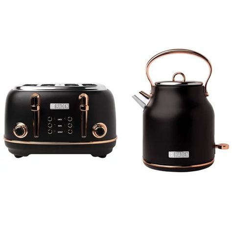 Haden : Target Stainless Steel Toaster, Kettle And Toaster Set, Electric Tea Kettle, Kettle And Toaster, Water Kettle, Copper Accents, Kitchen Set, Black Kitchens, Kitchen Sets