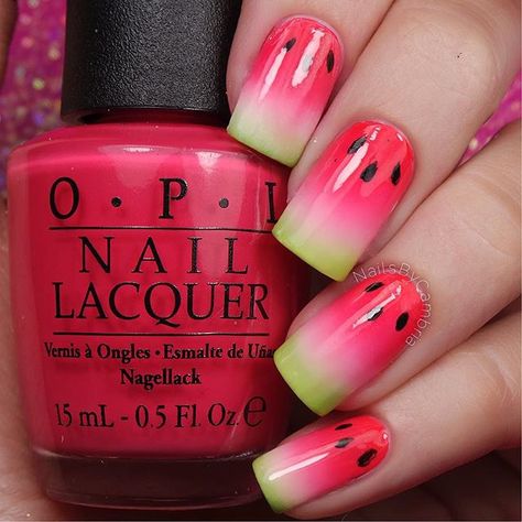 So much pink in one picture! Watermelon nails inspired by my @livingroyal socks!  Tutorial is up now! @kyletta also did a super cute version of these  Go check hers out!  @opi_products Cajun Shrimp, Charged Up Cherry, Elephantastic Pink, and Alpine Snow @chinaglazeofficial Tree Hugger StripeRite nail art striped in black @sechenails Seche Vite from @hbbeautybar Use my code✨nailsbycambria✨ for 15% off on hbbeautybar.com! Gel Pedicure, French Pedicure, Watermelon Nails, Super Nails, Cute Nail Art, Kandy, Unique Nails, Nail Art Summer, Cute Nail Designs