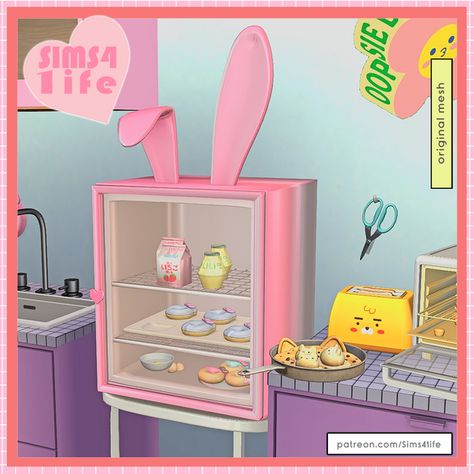 Bunny fridge FUNCTIONAL added slots | Sims41ife on Patreon Sims 4 Functional Mini Fridge, Sims 4 Fridge Cc Patreon, Sims 4 Cc Fridge Functional, Sims 4 Mini Fridge, Sims 4 Bunny Cc, Sims 4 Cc Furniture Functional Patreon Free, Sims 4 Fridge Cc, Pink Fridge, Sims 4 Content