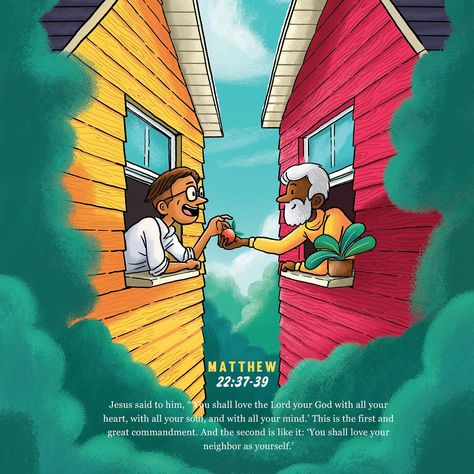Love your neigbhour Matthew 22:37,39 NKJV Jesus said to him, "'You shall love the LORD your God with all your heart, with all your soul, and with all your mind.' And the second is like it: 'You shall love your neighbor as yourself.' #neigbhour #love Matthew 22:37, Love The Lord With All Your Heart, Jesus Anime, Loving Your Neighbor, Love Your Neighbor As Yourself, Spiritually Healthy, Matthew 22, Matthew 22 37, Christian Comics