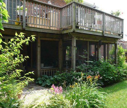 greenhouse under deck Greenhouse Under Deck, Under Deck Landscaping, Deck Oasis, Cabin Landscaping, Lake Deck, Deck Landscaping, Under Deck, Affordable Backyard Ideas, Patio Remodel