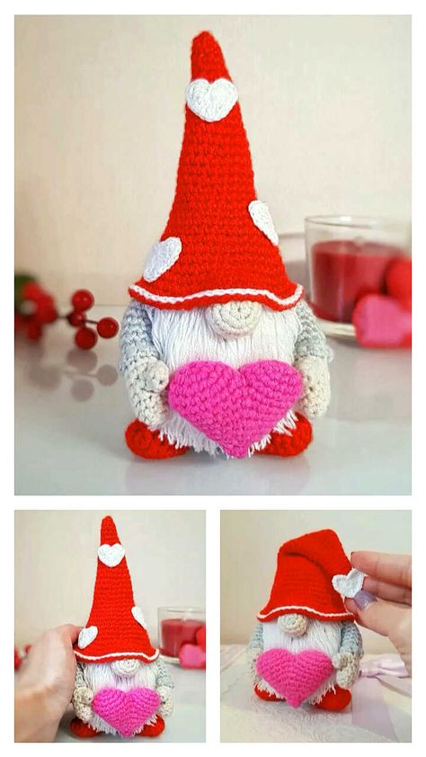 Amigurumi Gnome Free Pattern — Gnome Free Crochet Pattern Valentines Gnome Crochet, Amigurumi Gonk Pattern Free, Free Gnomes Pattern, How To Crochet A Gnome, Gnome Patterns Crochet, Free Crocheted Gnome Patterns, Crochet Valentine Gnomes Free Pattern, Crochet Gonks Free Pattern, Free Crochet Patterns For Gnomes