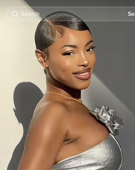 Ladies Cut Short Hair African, Slick Back Pixie Hair, Short Slicked Back Hair, Finger Waves Short Hair, Black Women Short Hairstyles, Finger Wave Hair, Short Hair Waves, Short Shaved Hairstyles, Glamour Hair