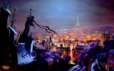 A Monster in Paris Colour Script, A Monster In Paris, Monster In Paris, Color Script, Film Inspiration, Hd Desktop, Matte Painting, Visual Development, Environment Design