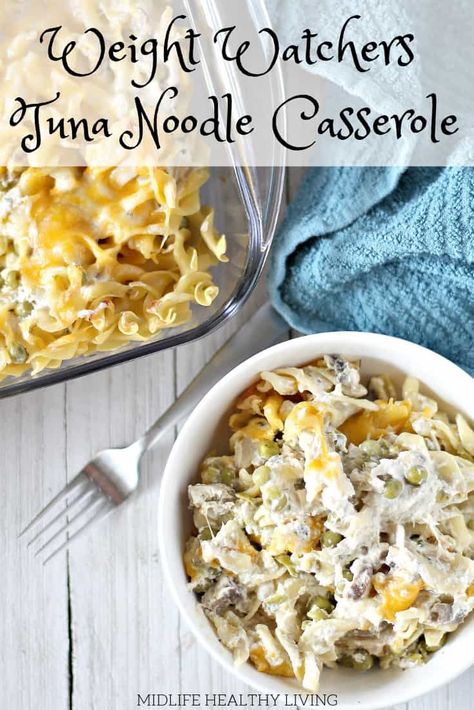 Ww Tuna Casserole, Healthy Tuna Noodle Casserole Easy, Ww Tuna Noodle Casserole, Low Calorie Tuna Casserole, Low Calorie Healthy Dinner Recipes, Ww Tuna Recipes, Healthy Tuna Casserole Recipes, Weight Watchers Meal Prep For The Week, Weight Watchers High Protein Meals