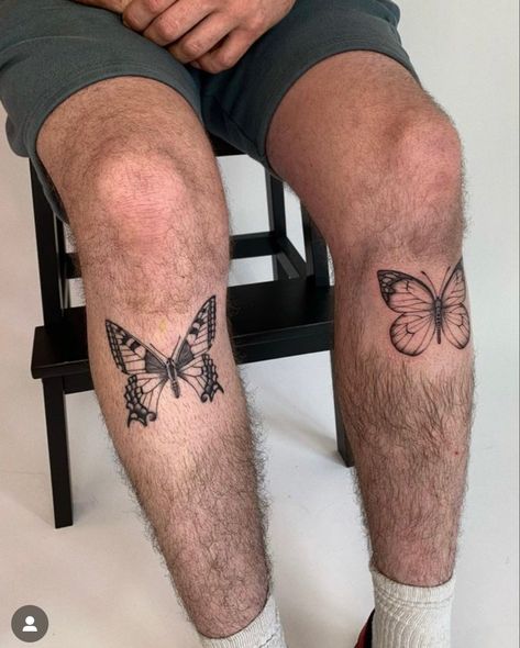 Kawaii Tattoos, Butterfly Leg Tattoos, Butterfly Thigh Tattoo, Mens Butterfly Tattoo, Leg Tats, Meaningful Tattoos For Men, Thigh Tattoo Men, Tattoo Homme, Butterfly Legs