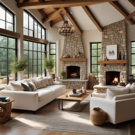 Cozy cottage vibes 🏡✨ with wood beams, stone fireplace 🔥, comfy white couches 🛋️, wooden coffee table & bookshelf 📚. Warm, neutral colors 🎨, big windows with a snowy view ❄️🌲. Perfect for chill days! #CozyHome #CottageStyle #LivingRoomInspo
#odastudioAI #odaAIstudio #odastudio

#livingroomdesign #rusticdecor #modernlivingroom #cozyliving #fireplacedecor #livingroomstyle #homedecorideas #comfortableliving #spaciouslivingroom #interiorinspiration Living Room Wood Beams, Cozy Cottage Living Room, Coffee Table Bookshelf, Cottage Vibes, Table Bookshelf, Cottage Living Room, White Couches, Cottage Living Rooms, Big Windows