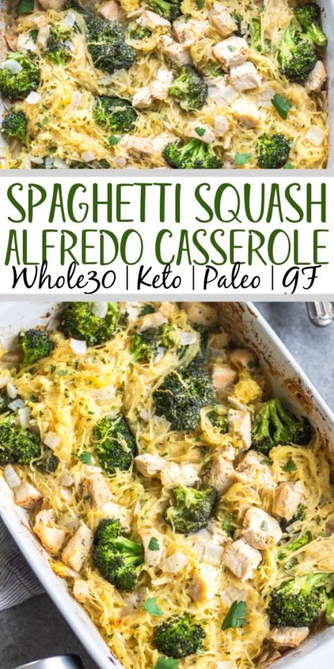 Simple Chicken Alfredo, Chicken Alfredo Spaghetti, Alfredo Spaghetti Squash, Weeknight Chicken Dinner, Alfredo Spaghetti, Healthy Squash Recipes, Spaghetti Squash Recipes Healthy, Weeknight Chicken, Spaghetti Squash Casserole