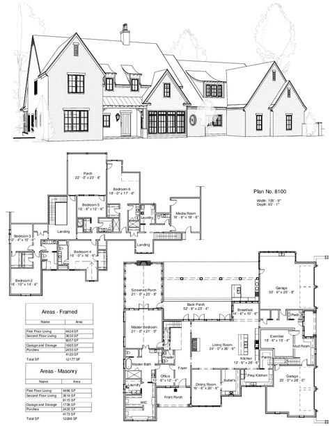 Love prep kitchen and pantries-interesting split garage-Plan #8100 | Design Studio New American House Plans, Medicine Drawer, Countertops Wood, American House Plans, Mansion Floor Plan, Beach House Plans, Garage Plan, American House, Prep Kitchen