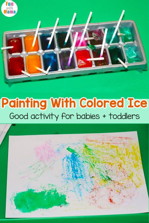 Painting with Colored Ice Ice Cube Painting, Colored Ice Cubes, Open Ended Art, Ice Painting, Toddler Painting, Painting Activities, Daycare Crafts, Toddler Play, How To Make Paint