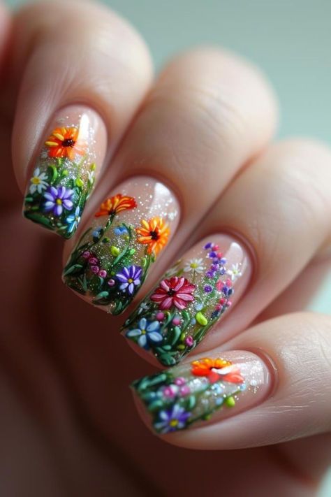 May Flower Nail Designs, Teacup Nails, Wild Flower Nails, Summer Bodies, Cool Projects, Show Love, Harry Potter Movies, Funky Nails, Floral Nails