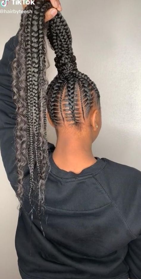 June 8, 2021 - Feed in braids also known as Ghana braids involves plaiting one’s hair first then gradually feeding in synthetic hair near the roots bit by bit tillIn this post we selected 24 gorgeous feed in braids hairstyles that you will love. Without wasting much time let's check them out. #hairstyleideas #easyhairstyle #hairdesign Cornrow Straight Up Hairstyles For Black Women, Stitch Braids Cornrow Ponytail, Updo Stitch Braids, Ponytail Cornrows Braids For Black Women, Braided Hairstyles Straight Up, Braid Ponytail For Black Women Updo, Straight Ups Braids, Updo Braids For Black Hair Ponytail, Thick Cornrow Hairstyles