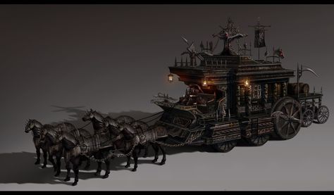 Medieval Vehicle, Mega Dungeon, Caravan Shop, Fantasy Vehicles, Dnd Monster, Steampunk Vehicle, Artifact Art, Rpg Ideas, Rpg Map