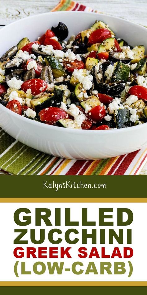 Low Carb Side Salads, Grilled Veggies On The Grill, Zucchini Bowl, Zucchini Greek, Grilled Zucchini Salad, Grilled Salad, Zucchini Salad, Grilled Zucchini, Mediterranean Diet Recipes