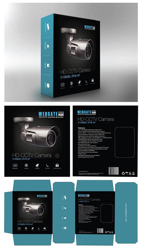 CCTV Camera packing box design on Behance Camera Packaging Design, Product Packaging Box Design, Product Box Design Packaging, Electronic Packaging Design, Box Design Package, Camera Packaging, Package Box Design, Product Box Packaging, Product Box Design