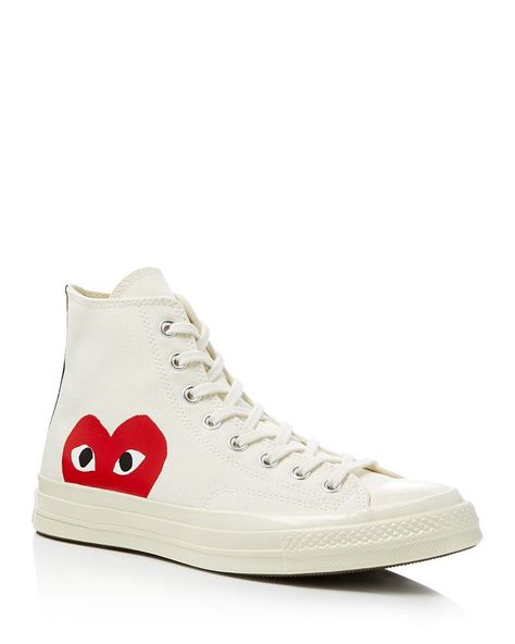 Styling High Top Sneakers, Sneaker Plug, Comme Des Garcons Play Converse, Play X Converse, Play Converse, Black And White Converse, Buy Sneakers, Karrueche Tran, Shoe Designs