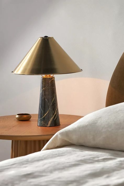 Sky Marble Table Lamp | Anthropologie Coffee Table Lamp, Empire Silhouette, Marble Table Lamp, Gold Table Lamp, Brass Table, Apartment Furniture, Brass Table Lamps, Bedside Table Lamps, Electrical Outlets