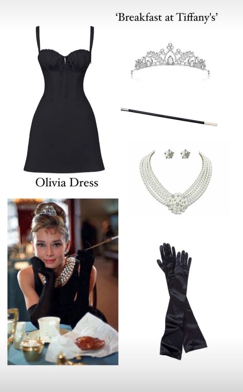 Parisian Halloween Costume, Polyvore Halloween Costumes, Most Iconic Halloween Costumes, Fictional Characters Halloween Costumes, Aubrey Hepburn Halloween Costume, Old Hollywood Costume Ideas, Classy Costumes For Women, Halloween Costumes Inspo Aesthetic, Iconic Costumes For Women