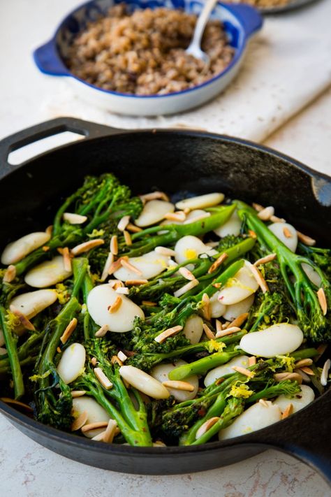 Broccolini with Butter Beans Recipe | Kitchn Green Sides, Steak Sides, Butter Beans Recipe, Steak Side Dishes, Grilled Steak Recipes, Side Dishes Recipes, Side Dish Recipes Easy, Butter Beans, Vegetarian Dinners