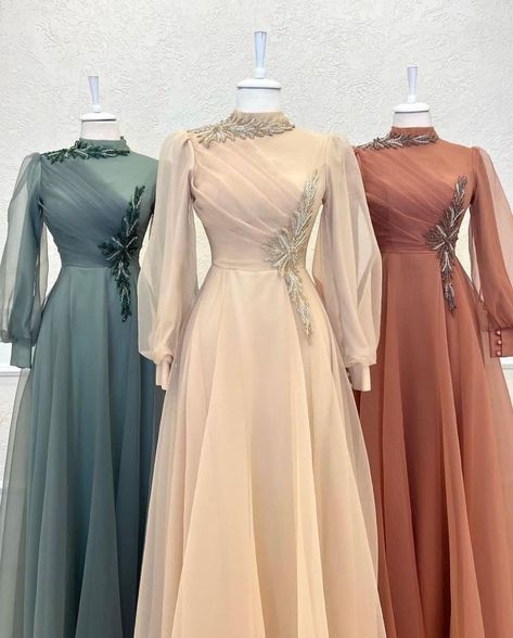 Gaun Simple Elegant Hijab, Simple Gown Designs, Wedding Dresses Fit, Modest Dresses Fashion, Enchanting Wedding, Simple Gowns, Dinner Dress Classy, Modern Princess