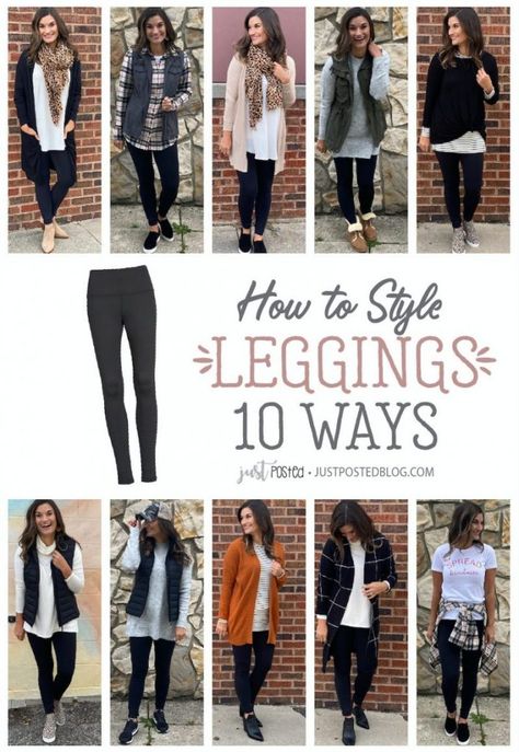 10 Ways to Style Black Leggings Mode Ab 50, Black Leggings Outfit, How To Wear Leggings, Fashion Capsule Wardrobe, Style Leggings, Casual Outfit Inspiration, Legging Outfits, Fashion Capsule, Zooey Deschanel