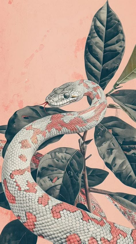 Wallpaper snake reptile drawing animal. | free image by rawpixel.com / Bambamfefe Snakes Wallpaper Aesthetic, Reptile Aesthetic, Snake Aesthetic, Eco Friendly Packaging Design, Japanese Snake, Mtg Tokens, Japanese Snake Tattoo, Reptile Art, 70s Living Room