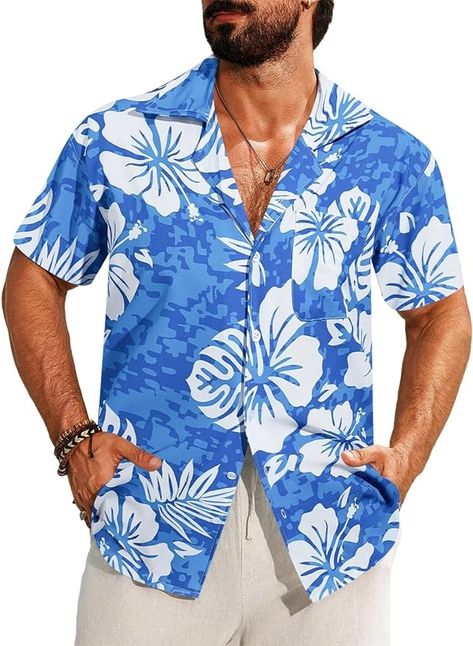 Amazon.com: APTRO Men's Hawaiian Shirt Short Sleeve Tropical Floral Beach Shirt Button Down Summer Shirt#136 M Hibiscus Blue : Clothing, Shoes & Jewelry Mens Hawaiian Shirts, Tropical Floral, Beach Shirts, Hawaiian Shirt, Summer Shirts, Button Downs, Hibiscus, Mood Board, Floral