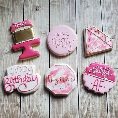 Birthday Sugar Cookies, 30th Birthday Ideas For Women, Hot Pink Birthday, 30th Bday Party, Food Decorations, 30th Bday, Birthday Inspo, 29th Birthday, 30th Birthday Parties