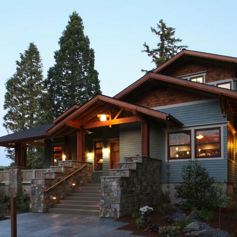 Northwest Exterior Home Colors - Photos & Ideas | Houzz Pnw Exterior House Colors, Pacific Northwest Exterior House Colors, Modern Northwest Home Exterior, Pacific Northwest Houses, Northwest Craftsman Exterior, Milgard Windows, Board And Batten Exterior, Modern Lodge, Farmhouse Architecture