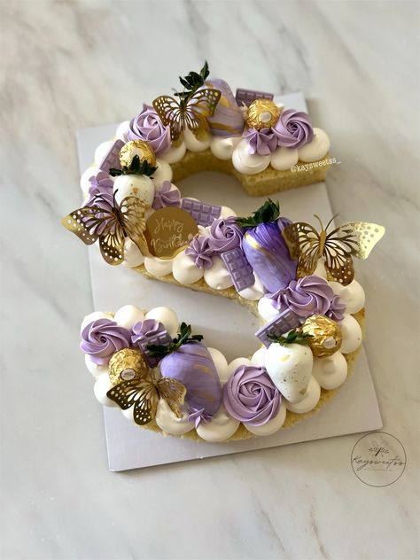 Purple And Gold Number Cake, Number 50 Cake Birthday For Women, Purple Letter Cake, 20 Number Cake, S Letter Cake Design, Purple Number Cake, Sweet 16 Number Cake, Number 16 Cake, Number Cake Decorating Ideas