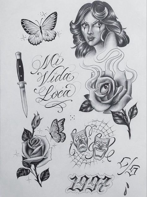 La Style Tattoo, Simple Chicano Drawings, Mexican Tattoo Ideas For Men Small, Chola Style Tattoo, Chicano Flash Tattoo, Chicano Tattoo Sketch, Chicano Sketches, Small Chicano Tattoos, Chicano Tattoo Flash