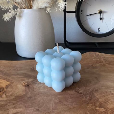 2.4" x 2.4" x 2.4" Bubble Cube Candle Color: Baby BlueScent: MagnoliaHand Poured Soy Wax BlendOne of the most trending and best selling candles. Aesthetic candle design for any modern home.Make sure to always store your candle out of direct sunlight to avoid discoloration, and always burn on a dish or container to catch melted wax. Blue Bubble Candle, Insect Repellent Candles, Circle Room, Bubble Cube Candle, Palm Wax Candles, Spa Bed, Cube Candle, Aesthetic Candle, Candles Aesthetic