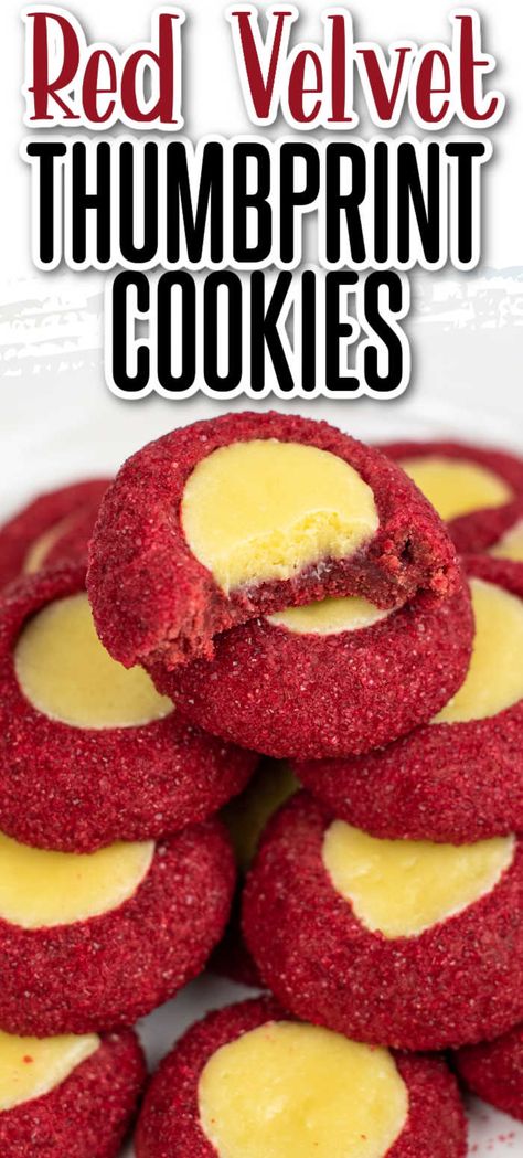 Red Velvet Cheesecake Cookies, Red Velvet Crinkle Cookies, Red Velvet Desserts, Red Velvet Flavor, Velvet Cheesecake, Red Velvet Cheesecake, Cereal Treats, Cheesecake Filling, Buttery Cookies