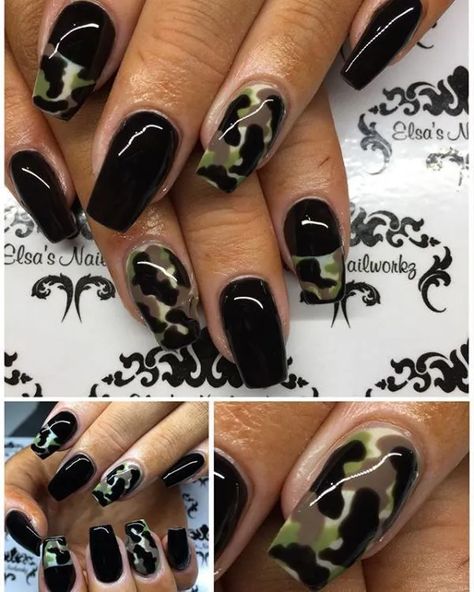 Hiking Nails, Military Nails, Camo Nail Art, Camo Nail Designs, Camouflage Nails, Camo Nails, Painting Nails, Nails Care, Country Nails