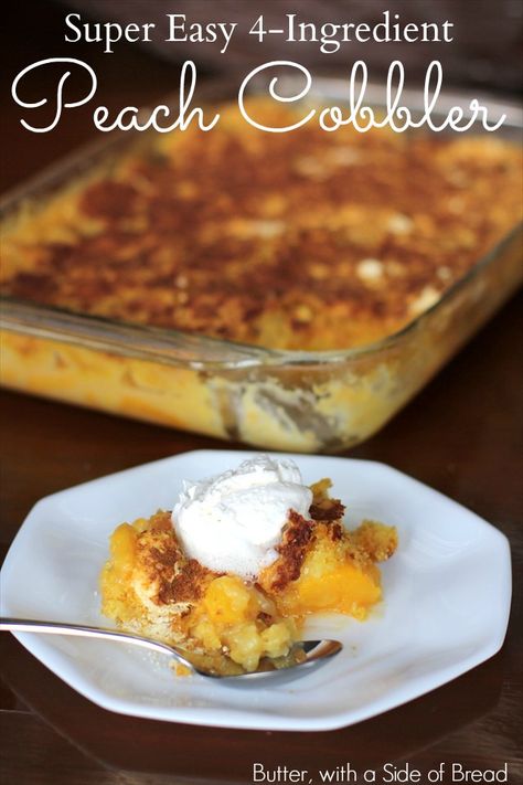 Easy Peach Cobbler: Cake Mix + Can of Soda + Peaches + Cinnamon= YUM! Butter with a Side of Bread #recipe #peaches Cobbler Cake, Peach Cobbler Cake, Cake Mix And Soda, Easy Peach Cobbler, Easy Peach Cobbler Recipe, Comfort Desserts, Peach Cobbler Easy, Cake Mixes, Cinnamon Coffee