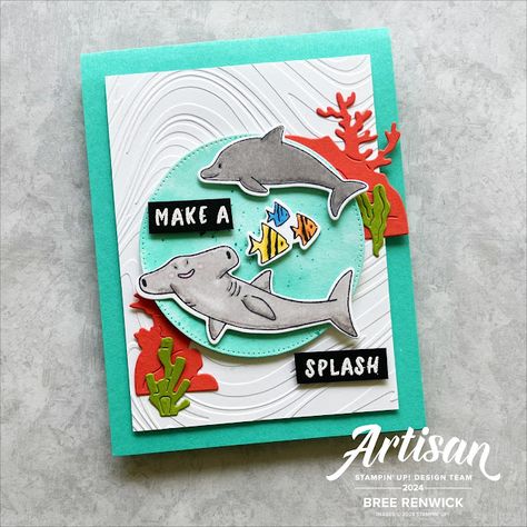 Friendly Fins Stampin Up Cards, Beachy Cards, Seaside Cards, Happy Whale, Ocean And Beach, Celebration Around The World, Ocean Fish, Beach Side, Card Techniques