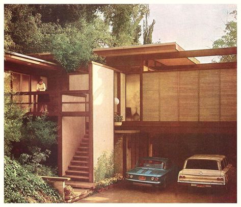 The 60s Interior on Instagram: “1960s Mid Century Modern Home Designed by Thomas H. Fleming Weston, Connecticut . . . #60s #70s #80s #interior #home #vintage�…” 60s House Exterior, 80s House Exterior, 70s House Exterior, 1970s Architecture, 70s Architecture, 60s Interior, 80s House, 1960s House, Midcentury Architecture