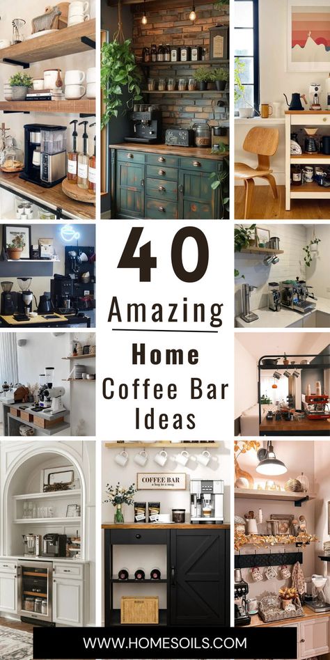 Create the perfect coffee corner with 40 amazing home coffee bar ideas that blend style and convenience. Discover these inspiring setups on our website. Corner Coffee Bar Ideas, Corner Coffee Bar, Home Coffee Bar Ideas, Bar Concept, Coin Café, Coffee Bar Ideas, Home Coffee Bar, Coffee Corner, Home Coffee