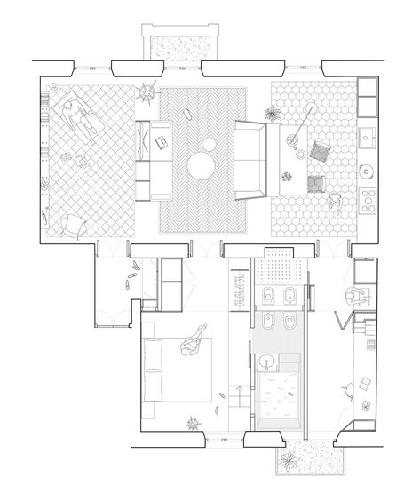 Gallery of House For a Physicist / ATOMAA - 27 Interior Design Presentation, Architectural Floor Plans, Floor Plan Layout, Apartment Plans, Room Planning, Brick And Mortar, Cool Apartments, Modern House Plans, Architectural Inspiration