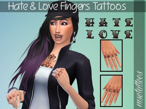 For males and females. It matches all skintones.  Found in TSR Category 'Sims 4 Male Tattoos' Life Is Tough Quotes, Fingers Tattoos, Love Finger Tattoo, Cc Nails, Male Tattoos, Sims 4 Tattoos, Hate Love, Sims 4 Cc Shoes, Sims 4 Cc Makeup