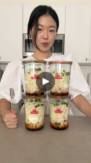 346K views · 35K reactions | cup noodles in a jar 🫙🍜🤭 #jarjourney #cupnoodles #instantramen #ramenrecipe #easymealprep #mealprepideas #healthieralternative #mealinajar #masonjarramen #noodletok #fypシ | kristine Homemade Cup Noodles, Pasta Mason Jar Meals, Asian Noodle Recipes Chicken, Ramen In A Jar, Noodles In A Jar, Jar Noodles, Chicken Soy Sauce, Ramen Noodles Recipe, Shredded Rotisserie Chicken