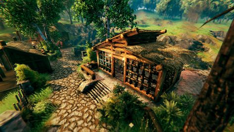 Valheim Garden, Valheim Forge, Valheim Builds, Ark Survival Evolved Bases, Cozy Games, Ark Survival Evolved, Sims 4 Build, Norse Mythology, Garden Bridge