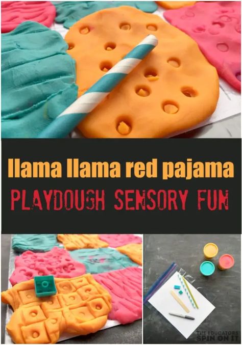 Llama Llama Red Pajama Playdough Sensory Fun Playdough Sensory, Llama Llama Red Pajama, Alphabet Quilt, Llama Llama, Letters And Sounds, Playdough Activities, Llama Birthday, Pajama Day, Red Pajamas