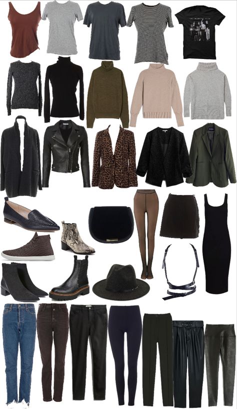 Edgy But Feminine Outfits, Edgy Travel Outfit, Edgy Effortless Outfits, Moody Capsule Wardrobe, Rock Minimalist Style, Style In Your 30s Edgy, Minimalist Edgy Style Aesthetic, Edgy Workwear Women, Classic Casual Edgy Style