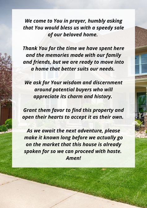 Prayer is often seen as a way to communicate with a higher power, but it can also be used as a powerful tool to manifest the things we want in life. If you're struggling to sell your home, consider using prayer to help speed up the process. This simple guide will show you how to pray for a quick sale. Prayers For Selling Your Home, Manifesting Selling Your House, Home Appraisal, Sell House Fast, Prayer For Guidance, Prayer Journaling, House Blessing, How To Pray, Sell My House