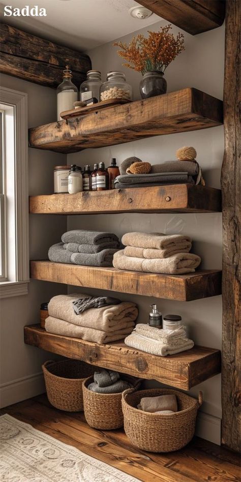 Bathroom With Green Vanity, Bathroom Vanity With Storage Rustic, Western Bathroom Sink, Log Cabin Bathroom Shelves, Wooden Bathroom Vanity Barn Door, Master Cabin Bedroom, Cabin Bathroom, Green Vanity, Cosy House