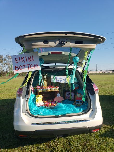 Sponge Bob Squarepants trunk of treat car decorations. Trunk Or Treat Ideas For Cars Spongebob, Krusty Krab Trunk Or Treat, Trunk Or Treat Spongebob Theme, Spongebob Trunk Or Treat Ideas For Cars, Sponge Bob Trunk Or Treat Ideas For Cars, Trunk Or Treat Spongebob, Sponge Bob Trunk Or Treat, Spongebob Trunk Or Treat, Easy Trunk Or Treat Ideas For Trucks