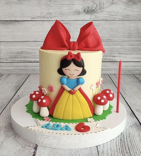 Crayon Cake, Birthday Cake Video, Snow White Cake, Small Birthday Cakes, White Birthday Cakes, Fondant Cake Designs, Princess Theme Birthday, Snow White Birthday, Snow White Party