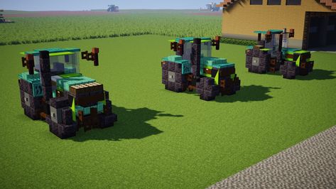 Minecraft Tractor Build, Minecraft Cars Design, Minecraft Tractor, Minecraft Cars, Minecraft Car, Minecraft Steampunk, Tractor Idea, Minecraft House Plans, Minecraft Farm