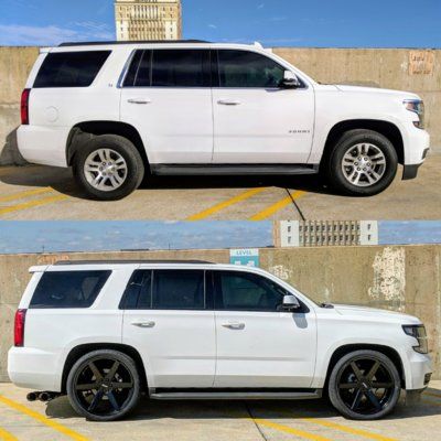 2015 Chevy Tahoe Ltz, 2015 Chevy Tahoe, White Chevy Tahoe With Black Rims, Chevy Tahoe Blacked Out, Chevy Tahoe Ltz, 2014 Tahoe, 2021 Chevy Tahoe Z71 Lifted, First Cars, Tactical Gear Loadout